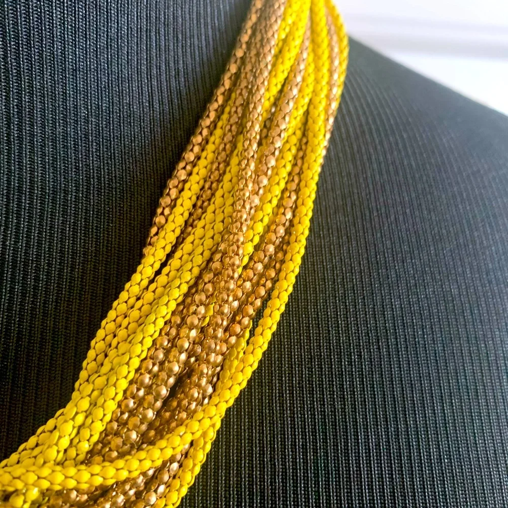 Yellow & Gold Seed Beaded Necklace